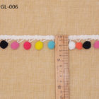 کیسه های GL008 3 سانتی متر روبان اصلاح شده Pom Pom رنگارنگ